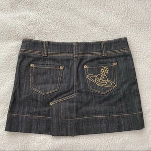 Vivienne Westwood Denim Mini Skirt Orb Embroidery